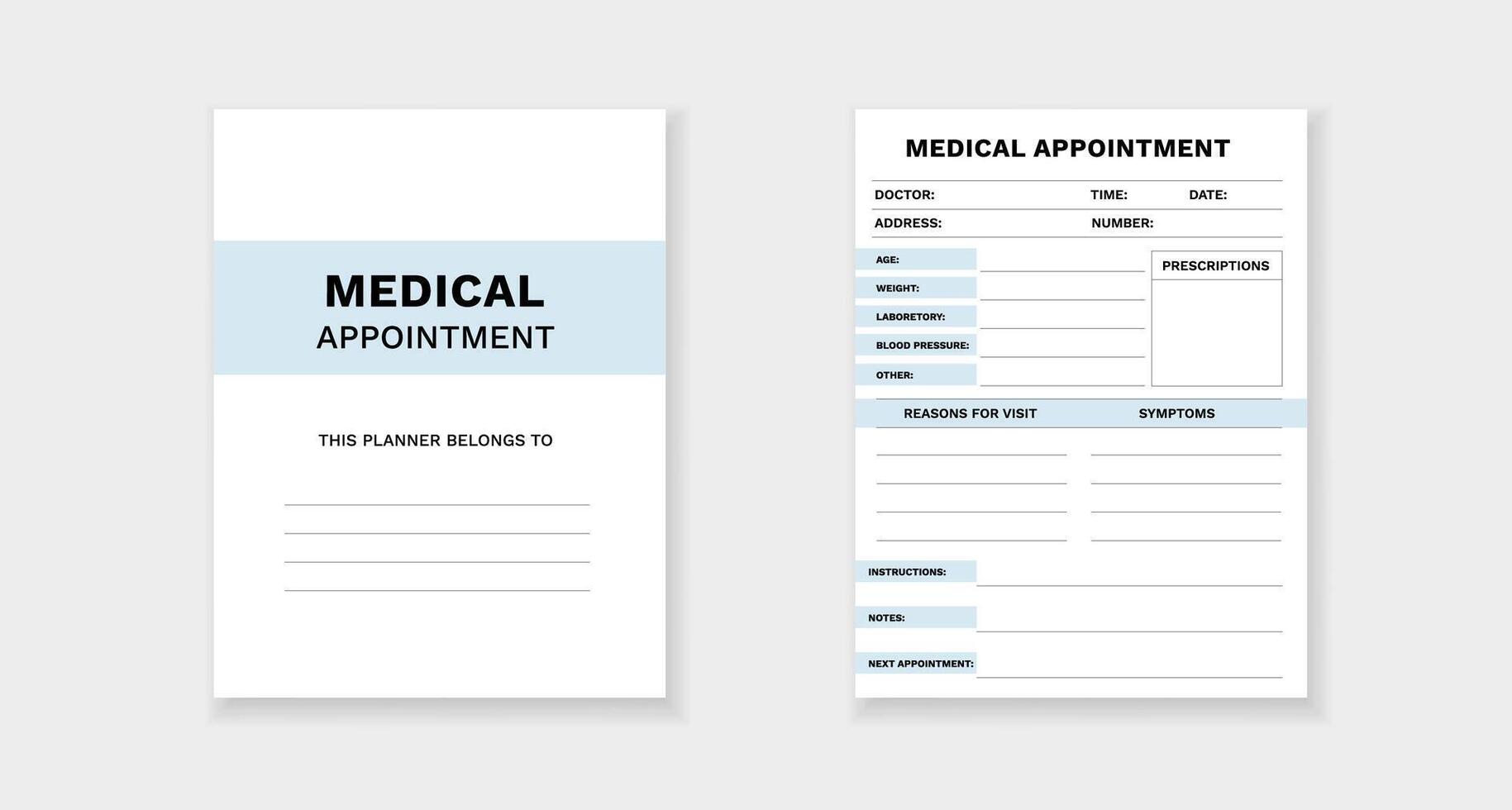 Medical appointment form template for organized scheduling and detailed health tracking vector