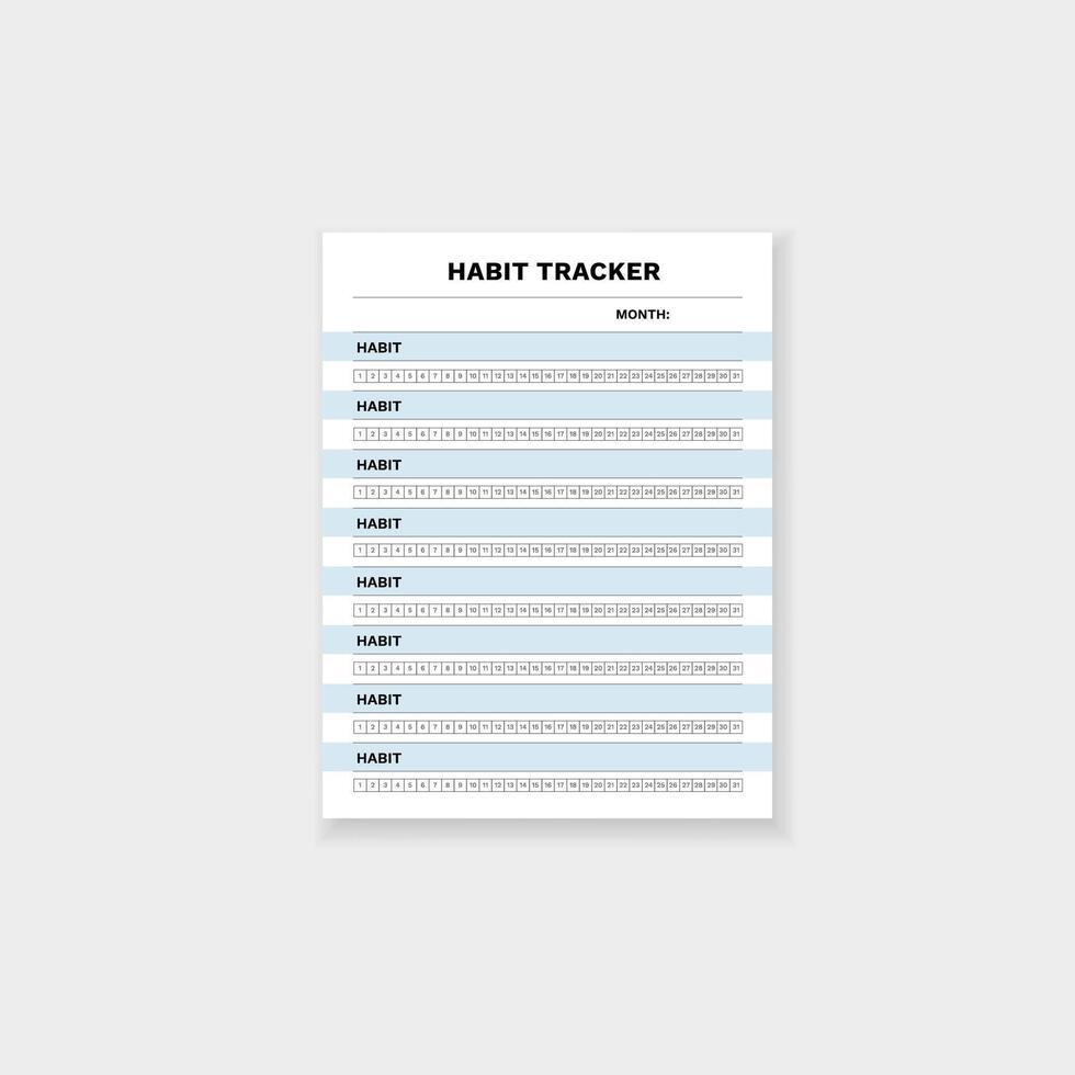 Habit tracker template for monthly goals and progress with simple layout vector