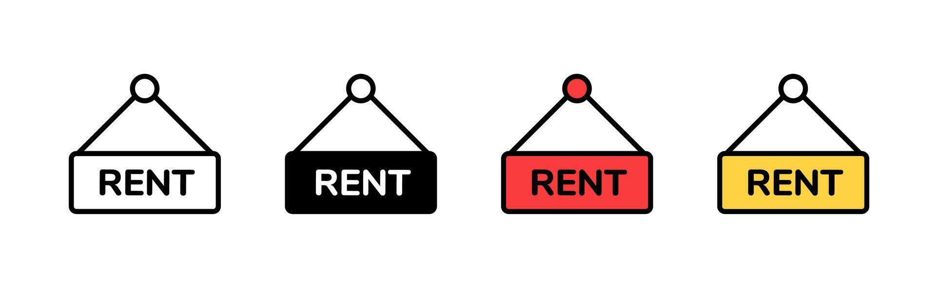 Icon collection of simple rent signs in varied colors and outline styles for easy recognition vector
