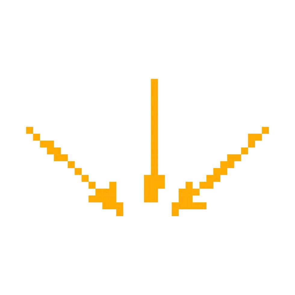 Mosaic pixel art yellow arrow icons pointing in opposite directions with angular design vector