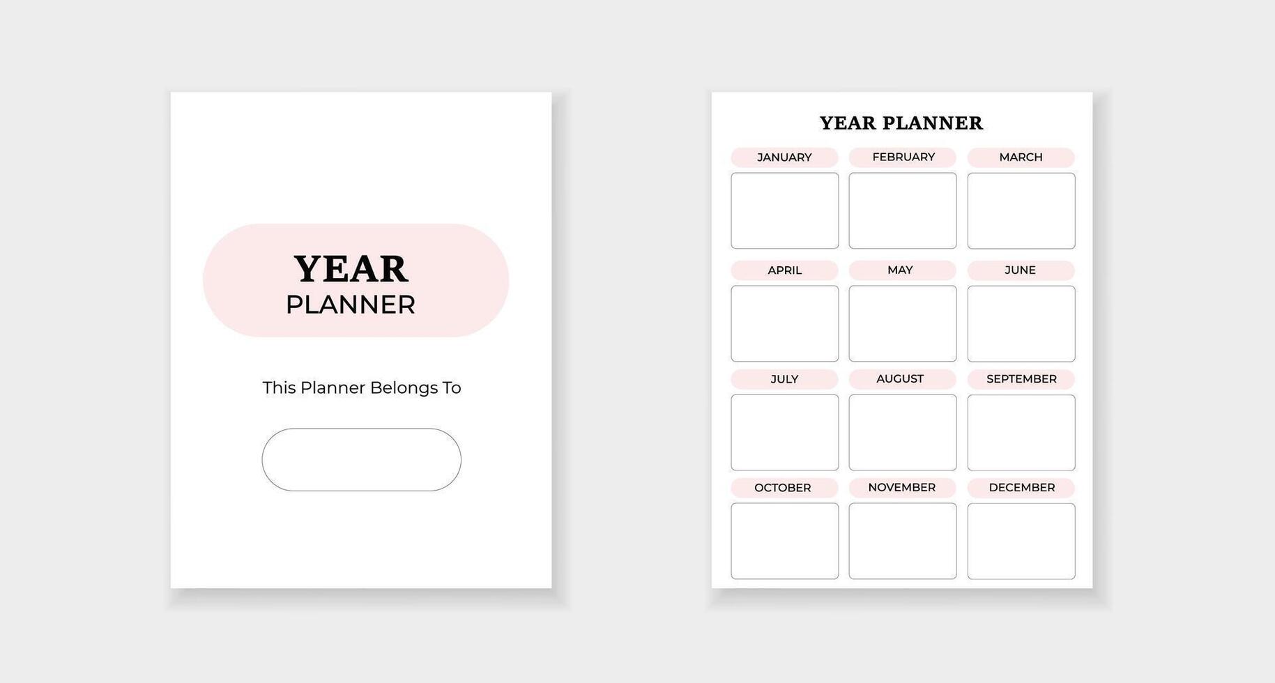 Year planner template with monthly sections for annual organization and goal tracking vector