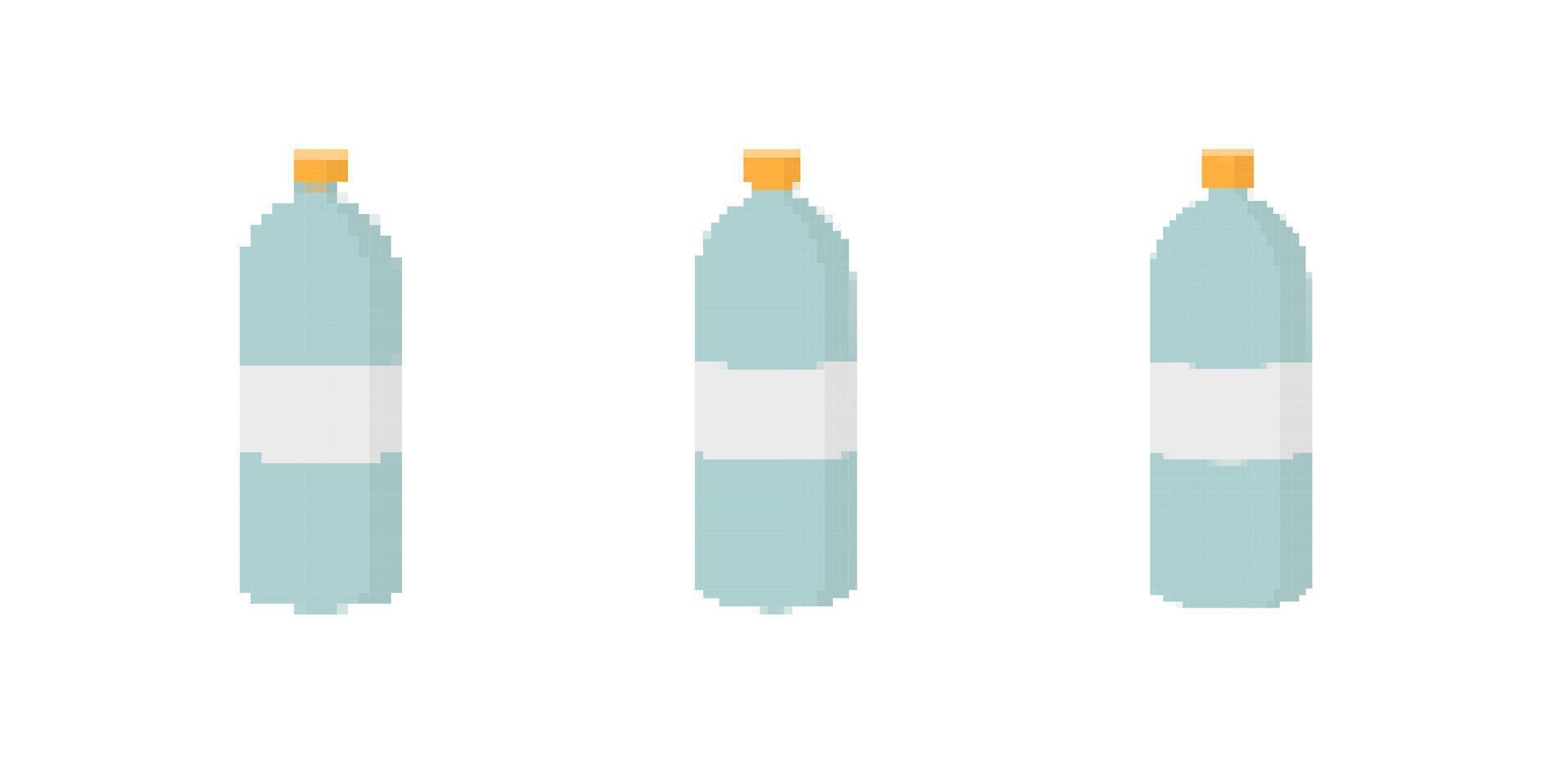 Mosaic pixel art bottles showcasing simple and minimalistic pixelated bottle design vector