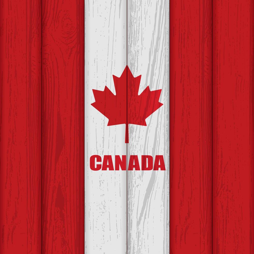 Happy Canada Day, red and white color wood pattern background, July 1st vector