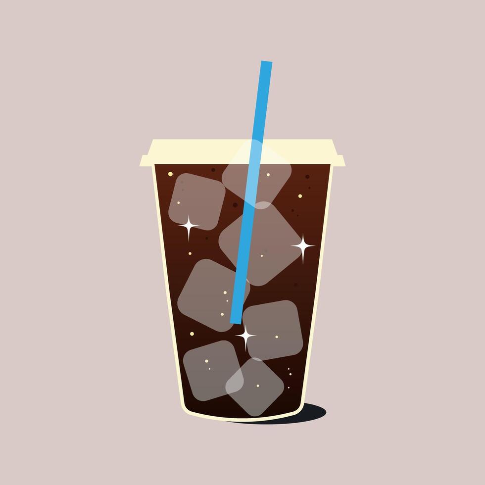 Refreshing Cold Brew Coffee with Ice Cubes. vector