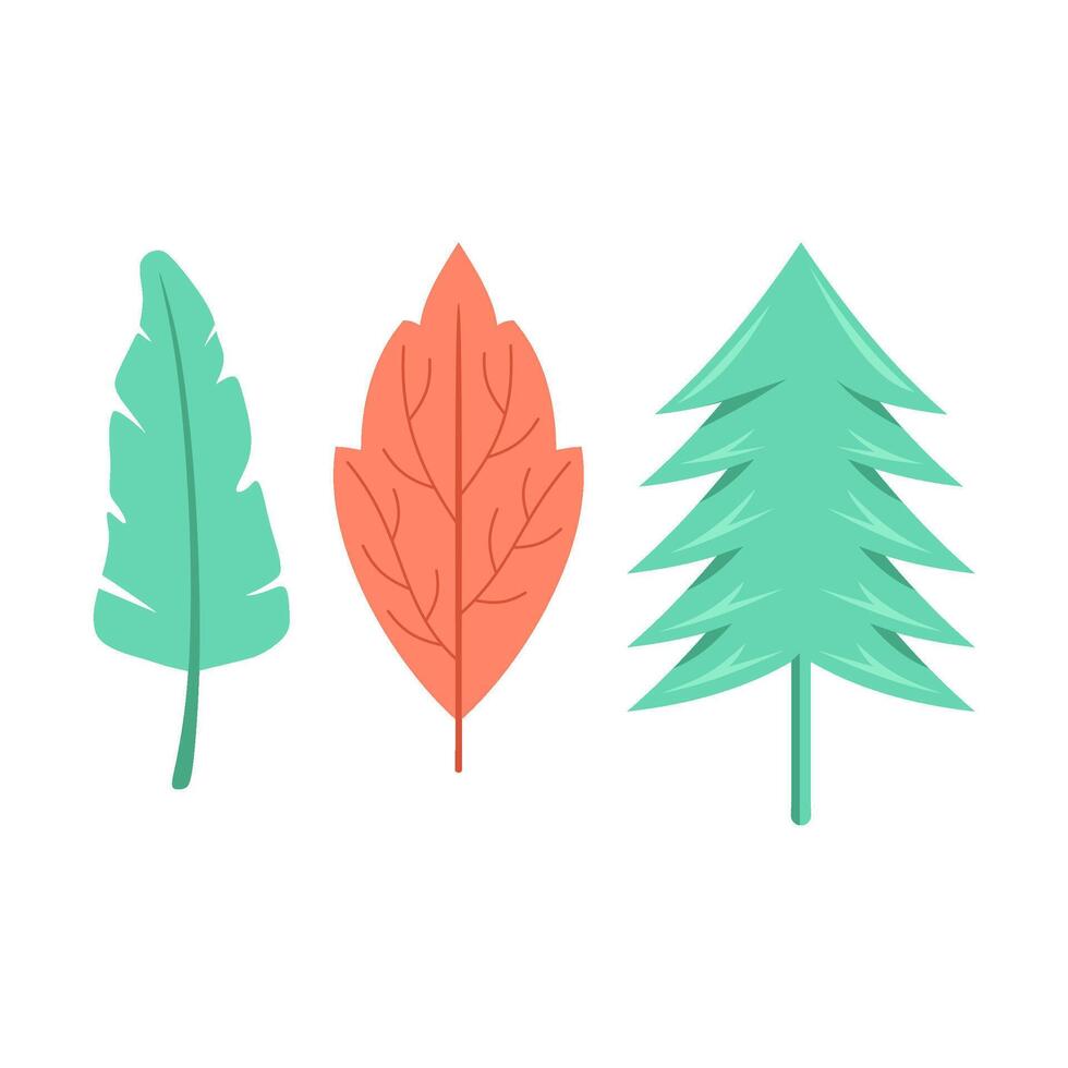 Collection of trees and leaves vector