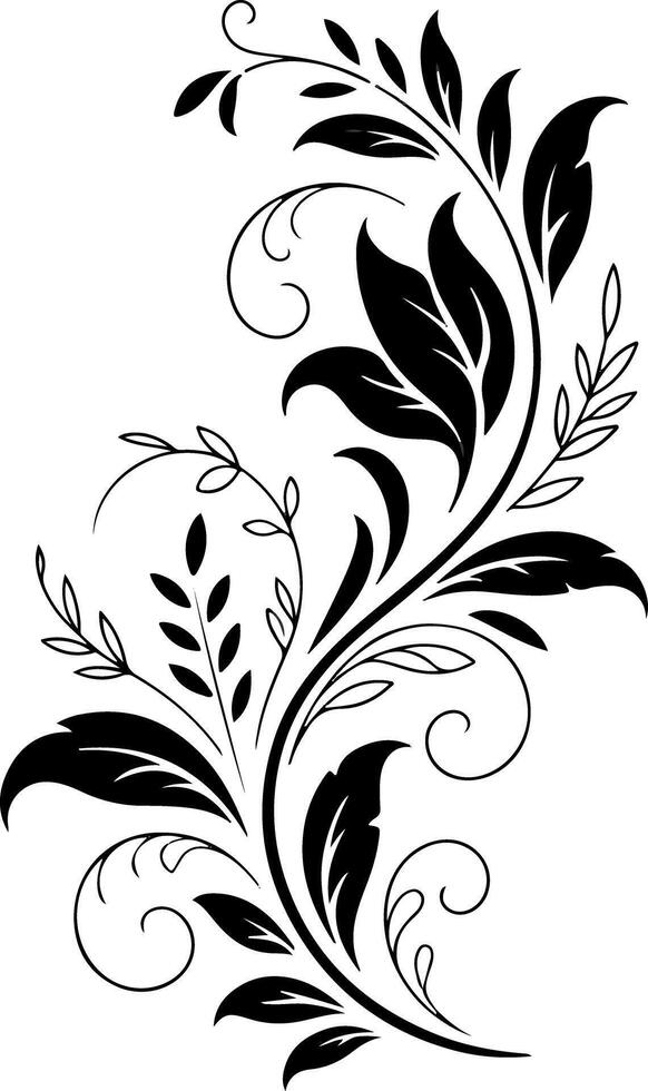 Ornamental Black Ink Flower Tattoo with Border Accent vector