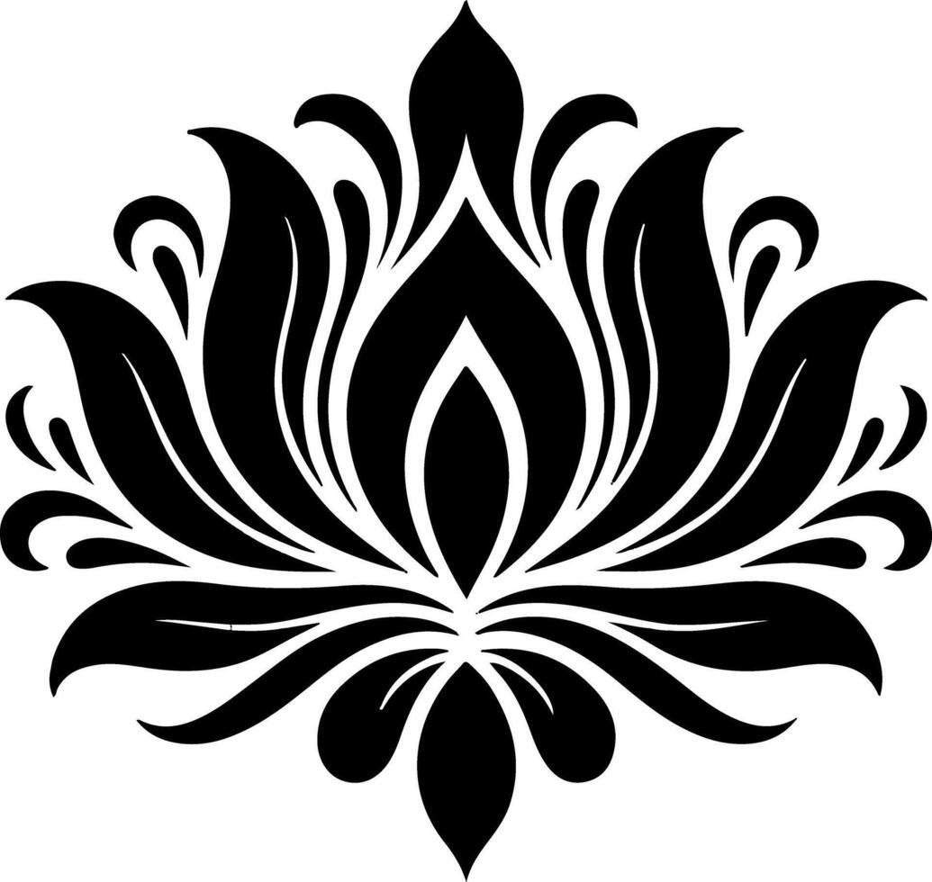 Ornate Black Decorative Motif on White Background vector