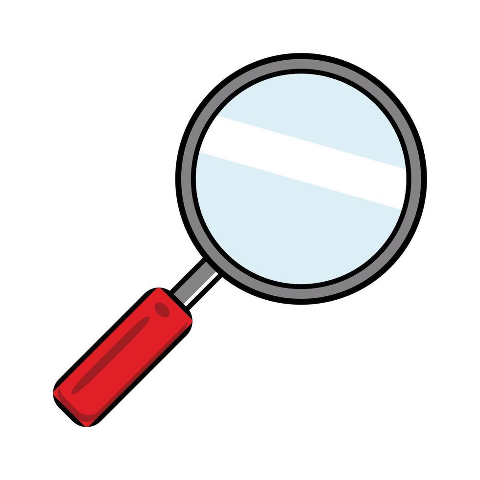 Magnifying glass with a red handle vector