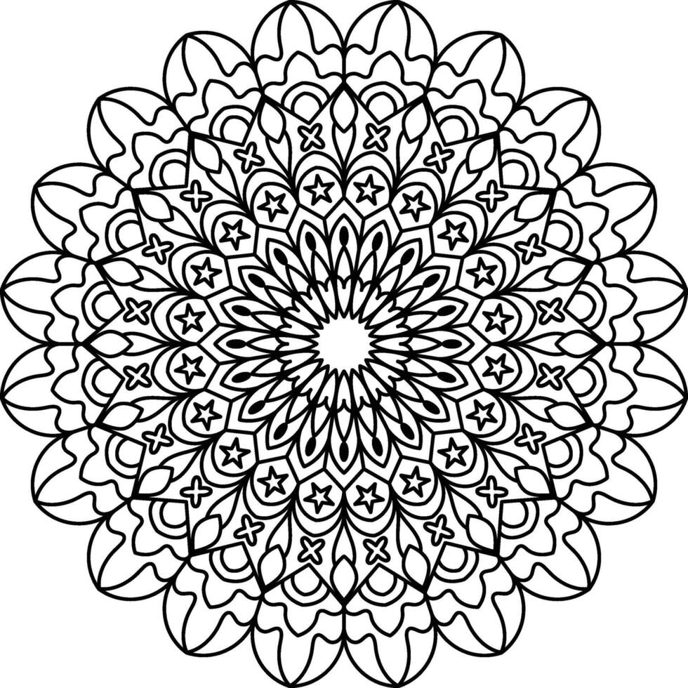 Ornate Black and White Star Mandala for Art, Wellness and Design Projects vector