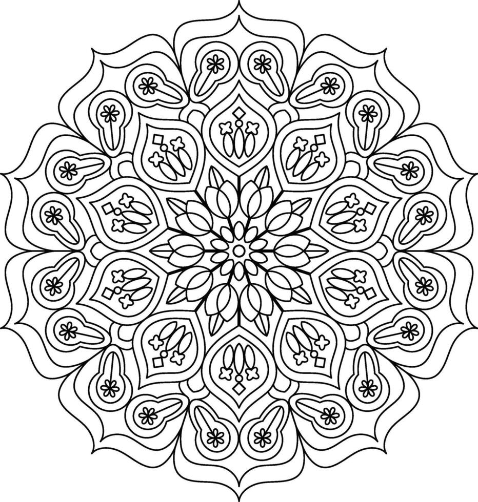 Elegant Mandala Line Art for Meditation and Stress Relief vector