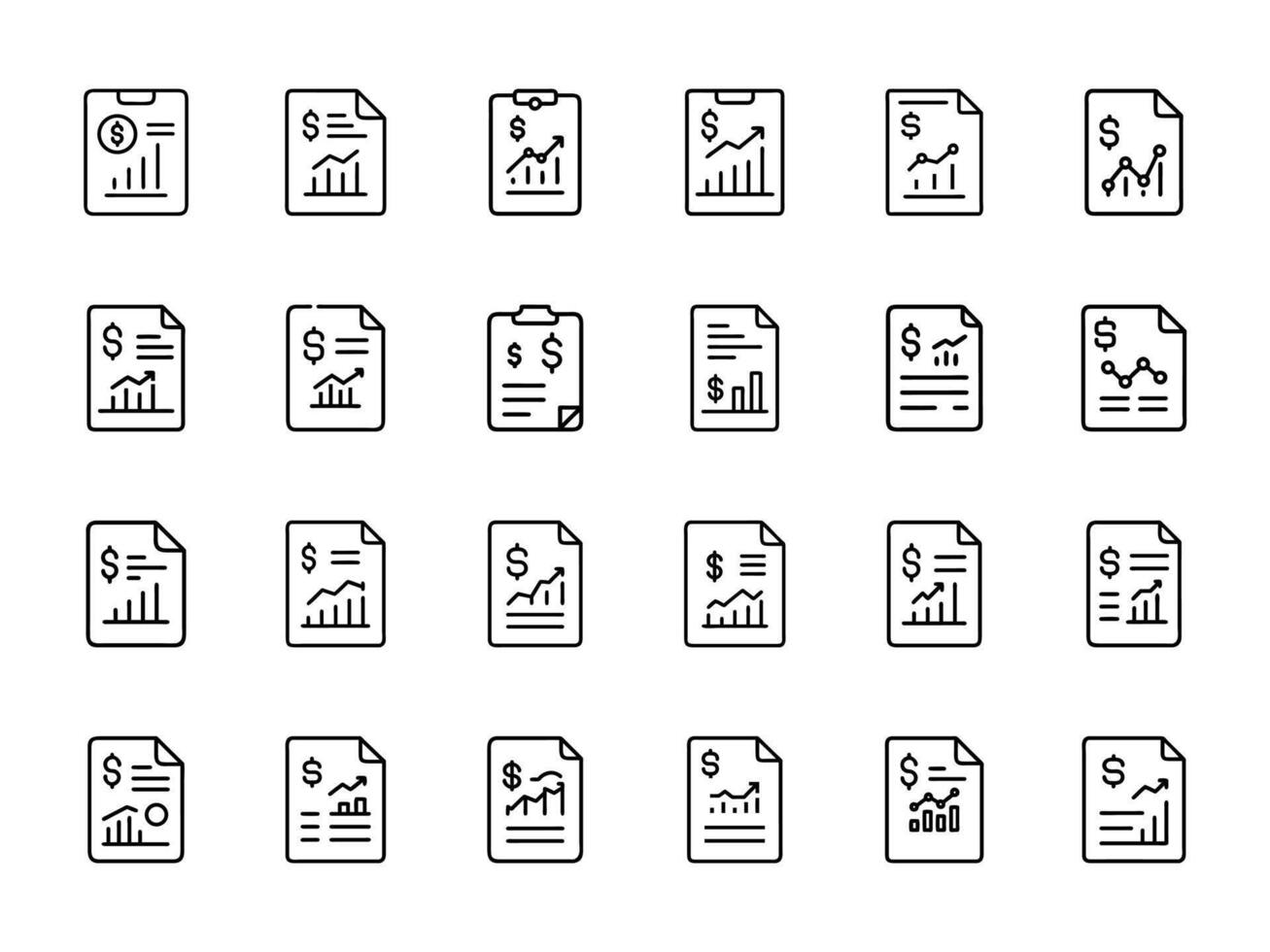 financial report business data analysis icons line art illustration vector