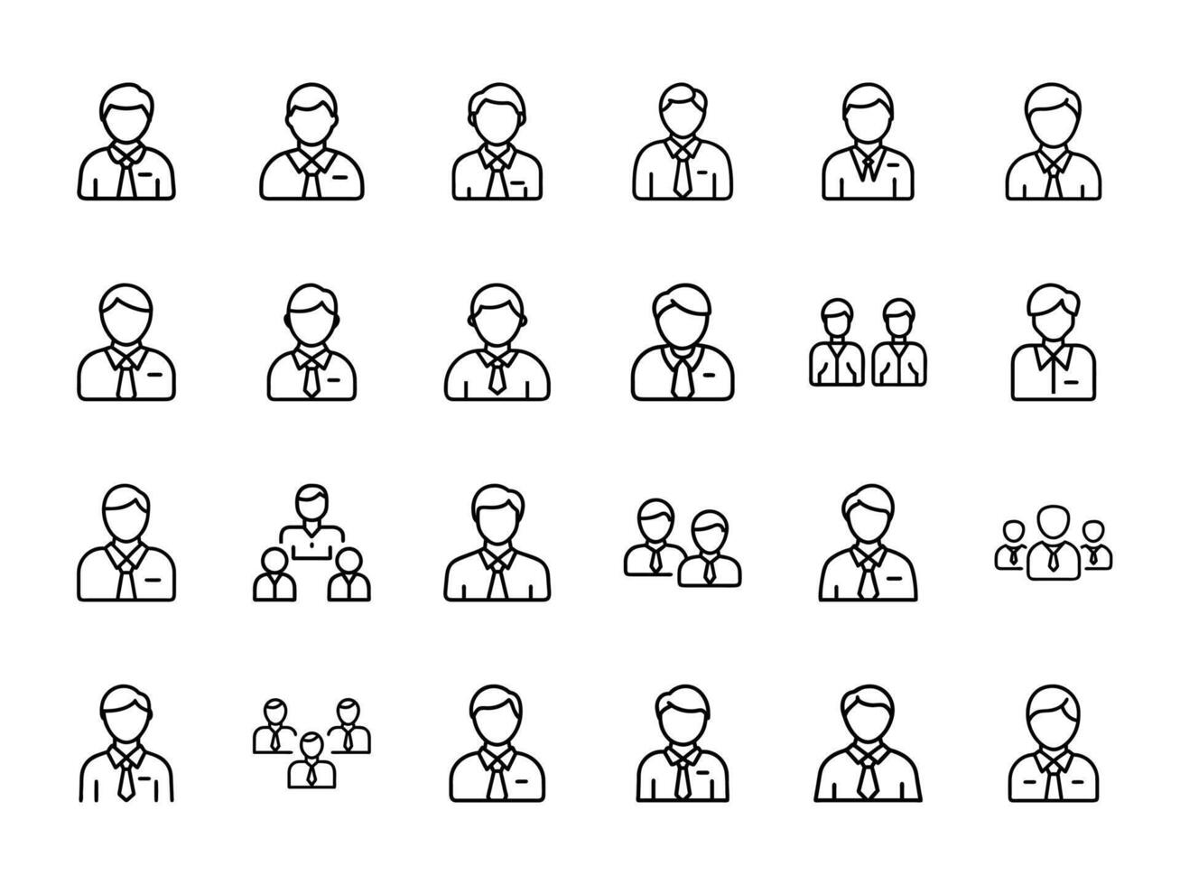corporate employee avatar icons collection line art illustration vector