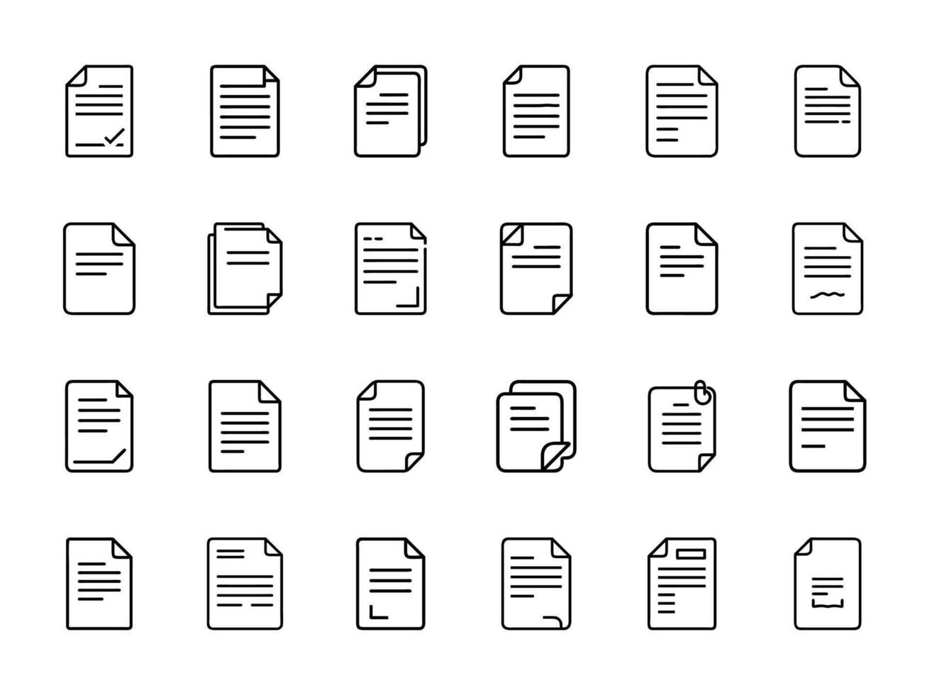 official document paper file icons set line art illustration vector