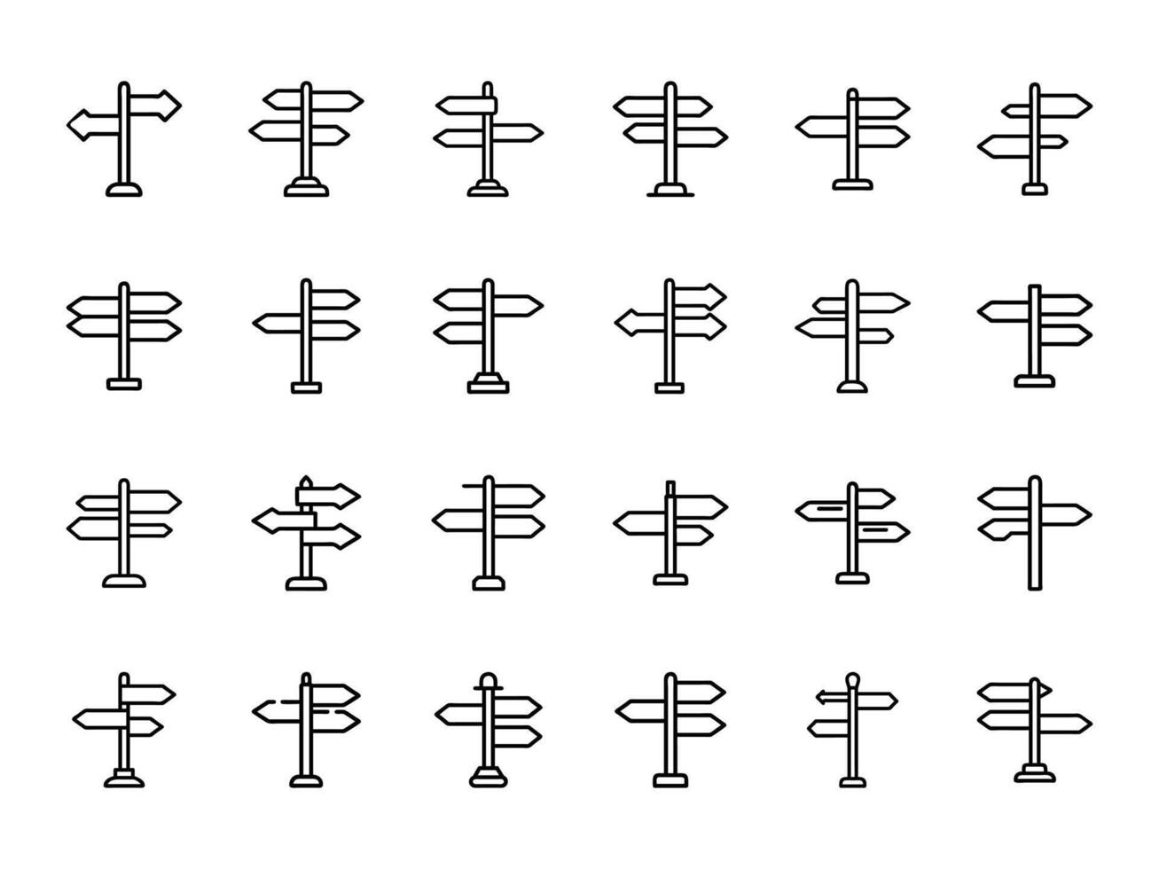 directional arrow navigation icons set line art illustration vector