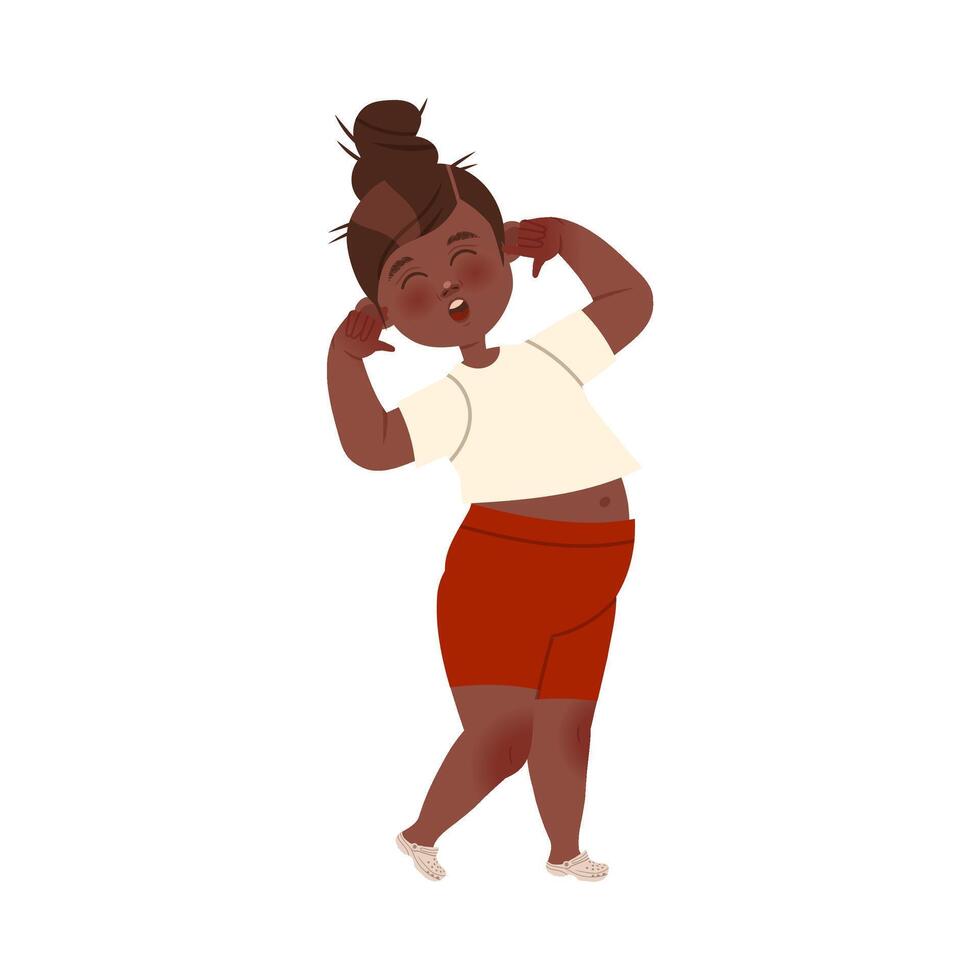 Girl covering her ears to stop hearing something illustration vector