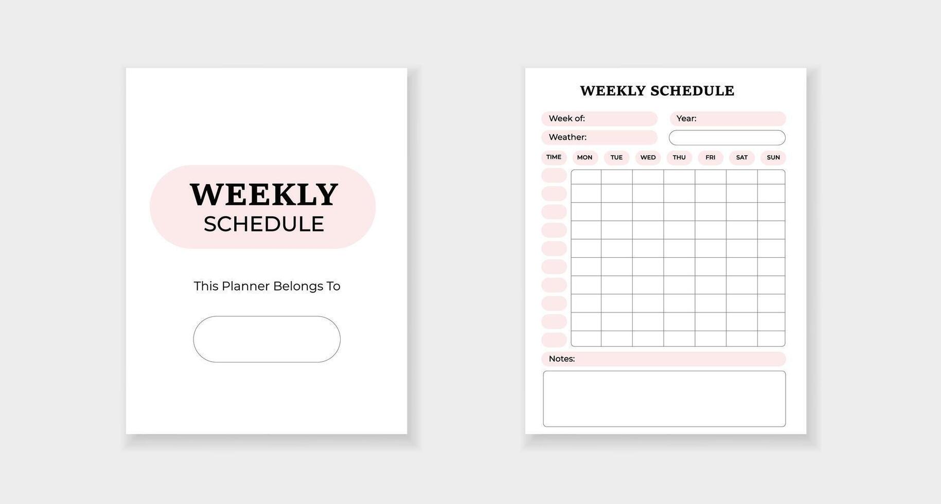 Weekly schedule template with days and time slots for effective time management vector