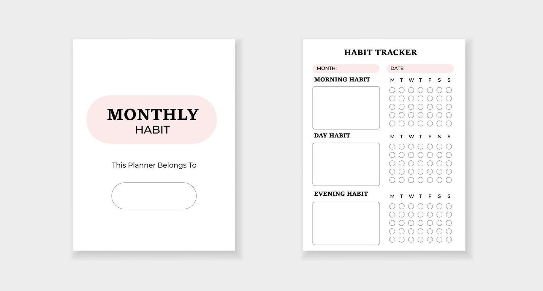 Template form for monthly habit tracker with simple and clean layout for personal organization vector