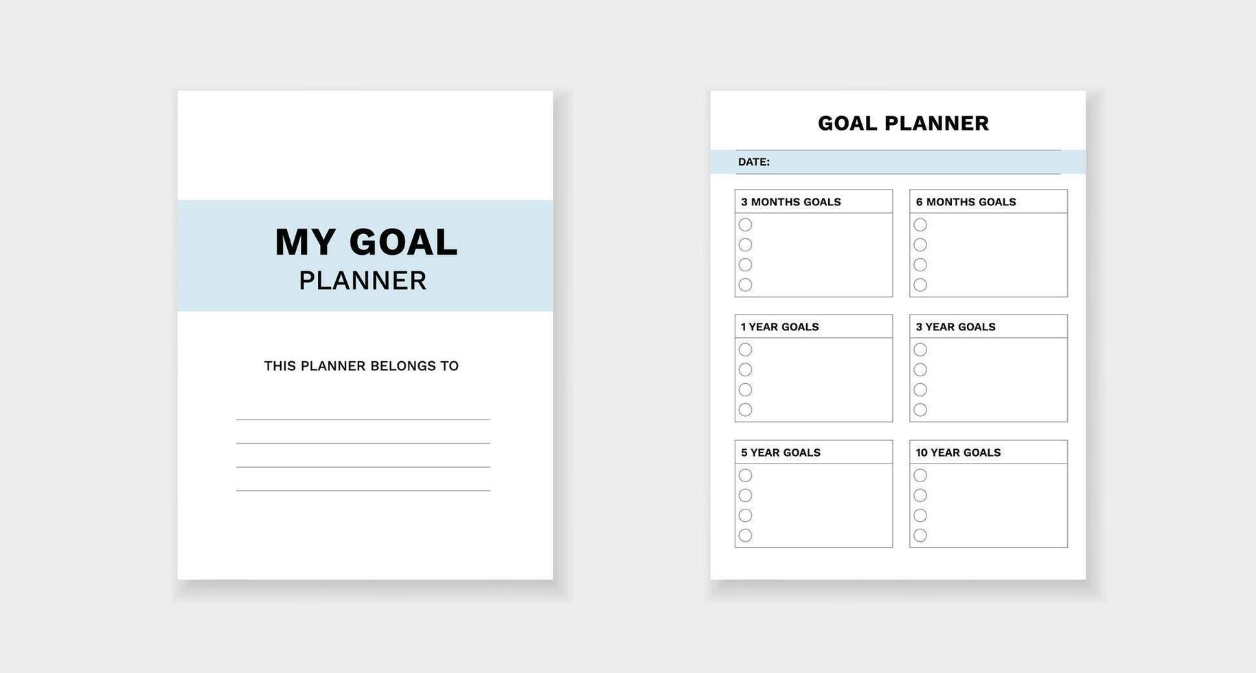 Simple and clear goal planner template for effective personal goal organization and tracking vector