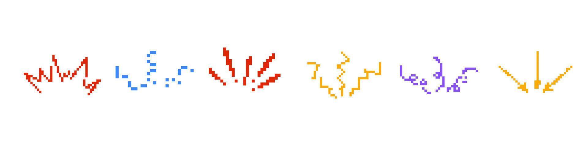 Mosaic pixel art style emotive lines in vibrant colors for digital design and creativity vector