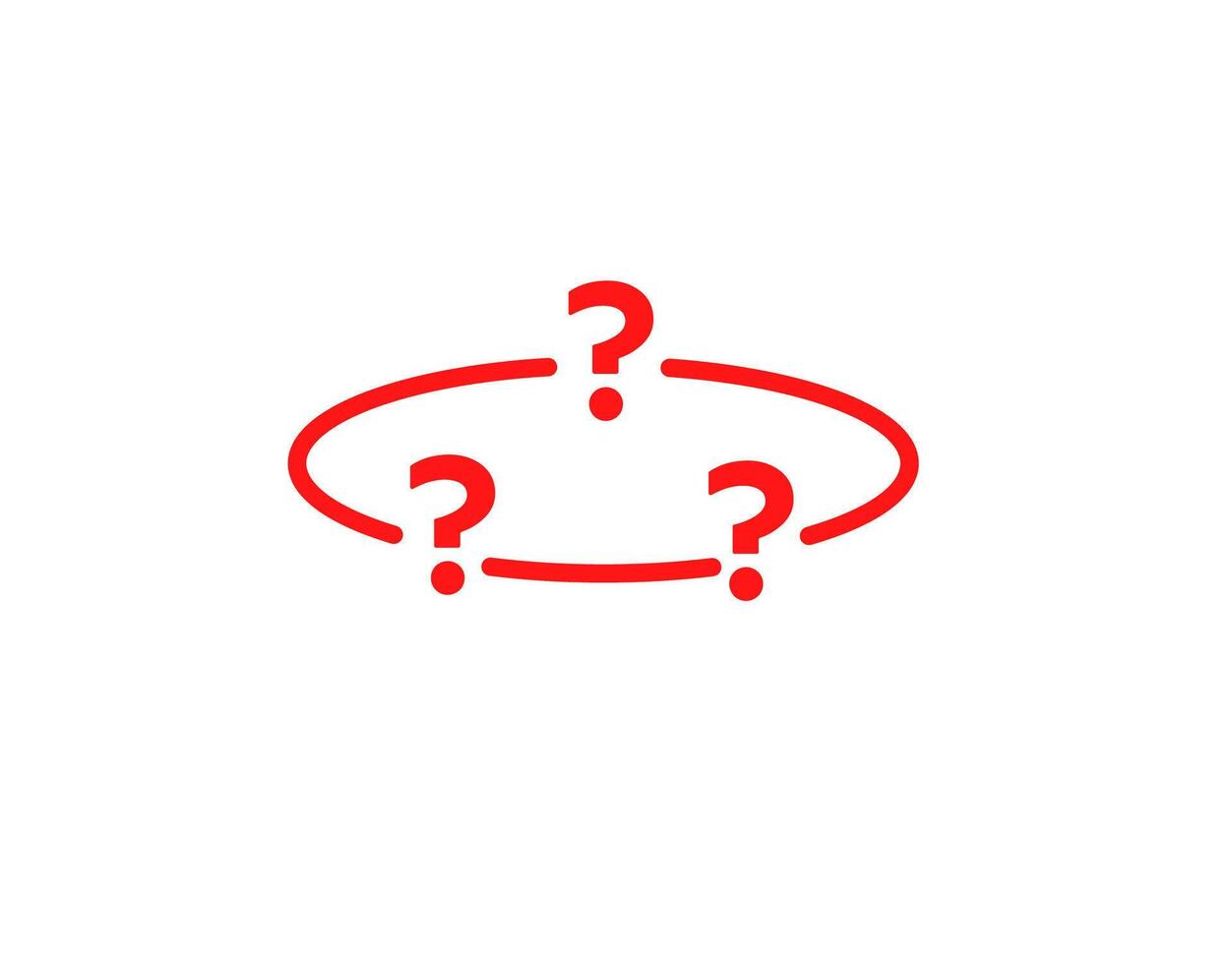 Red question mark icon in circular arrangement for confusion vector