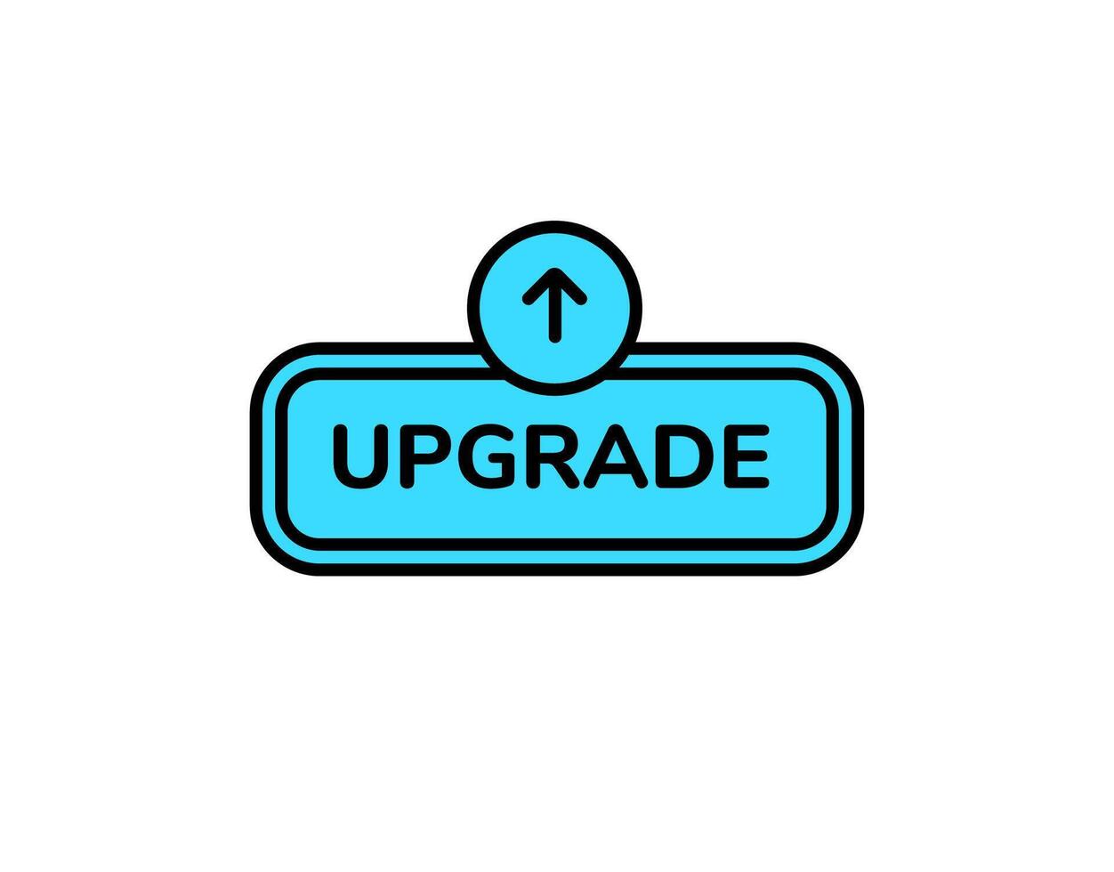 Upgrade button icon with up arrow for software enhancement or version improvement vector