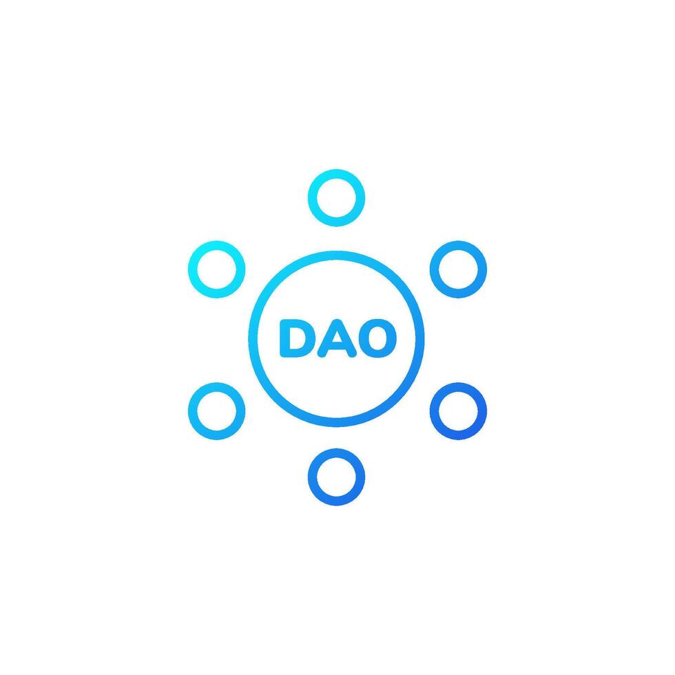 Blue circles forming a decentralized autonomous organization concept diagram vector