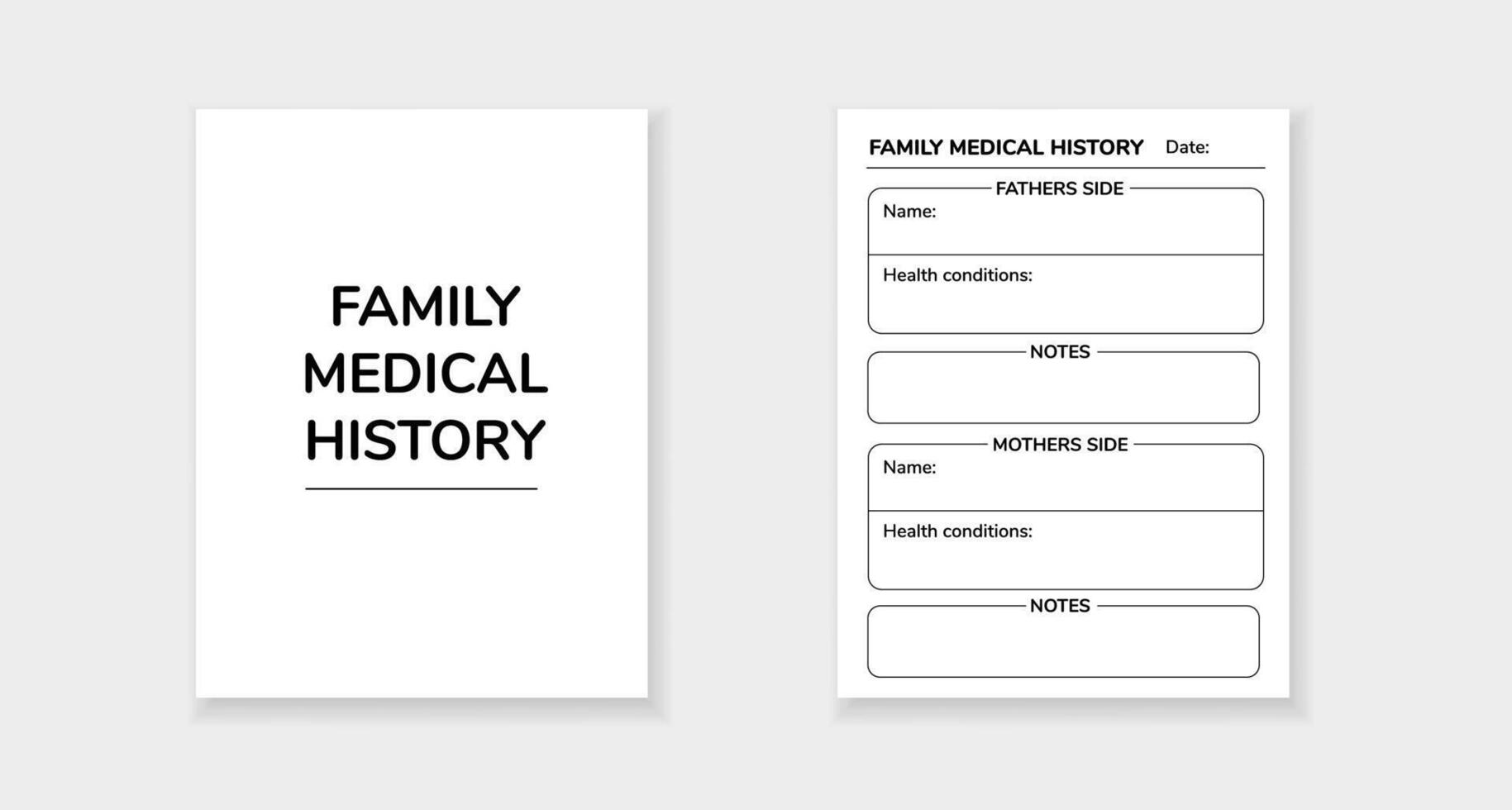 Template for family medical history with sections for father's and mother's information vector