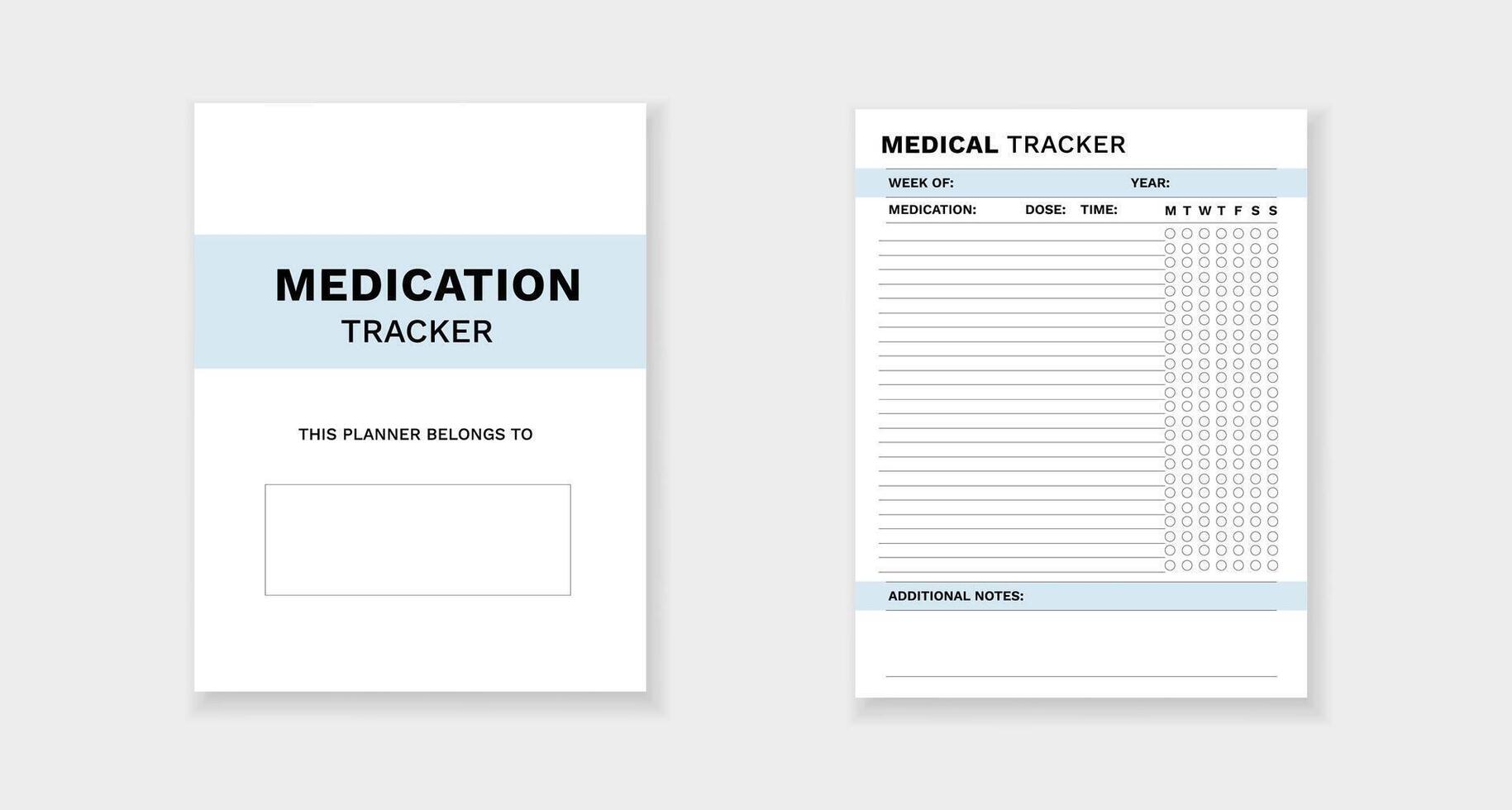 Medication tracker form template for detailed medical schedule and dose tracking vector