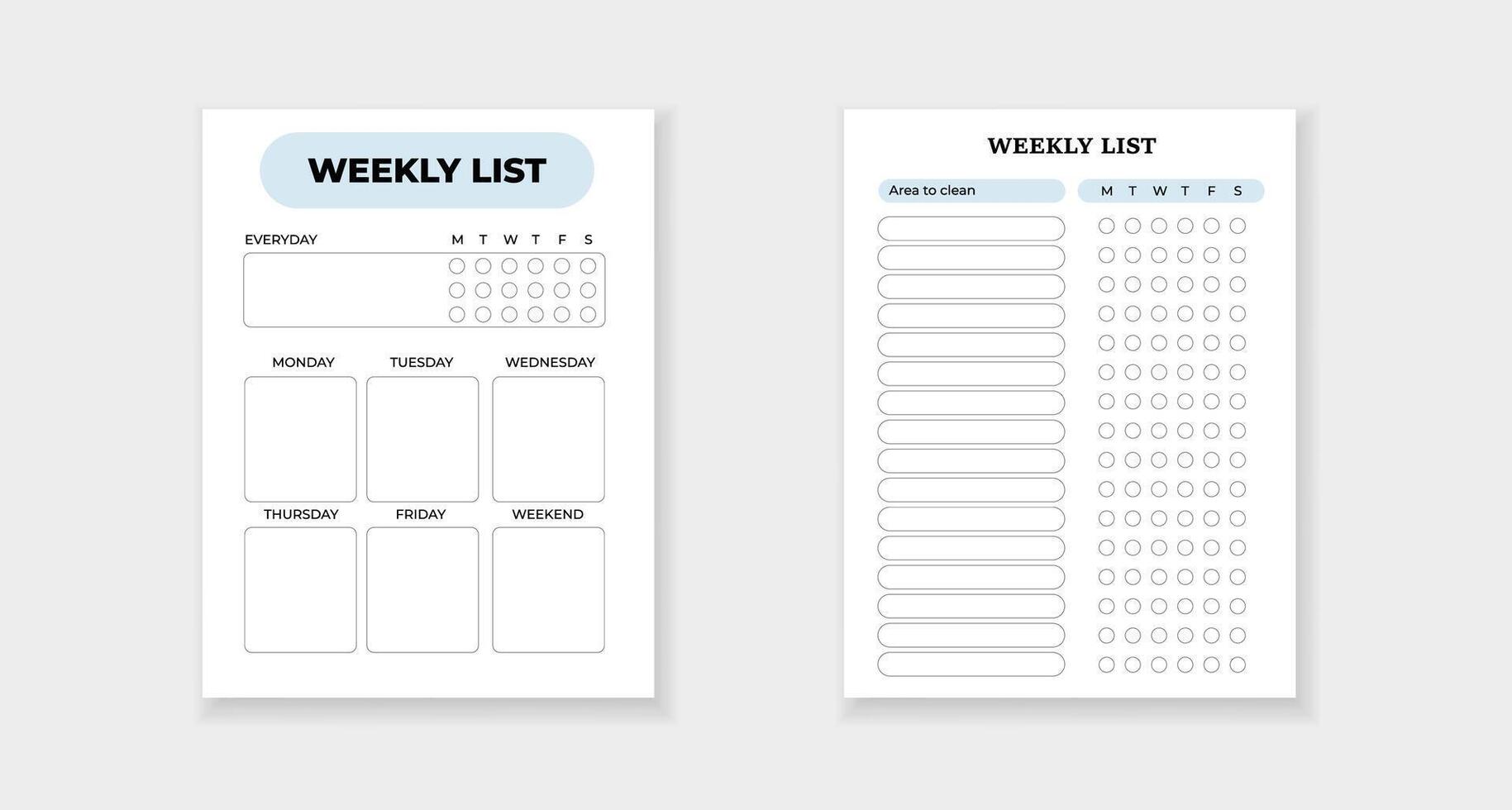 Weekly planner and cleaning checklist for efficient time management and task organization vector