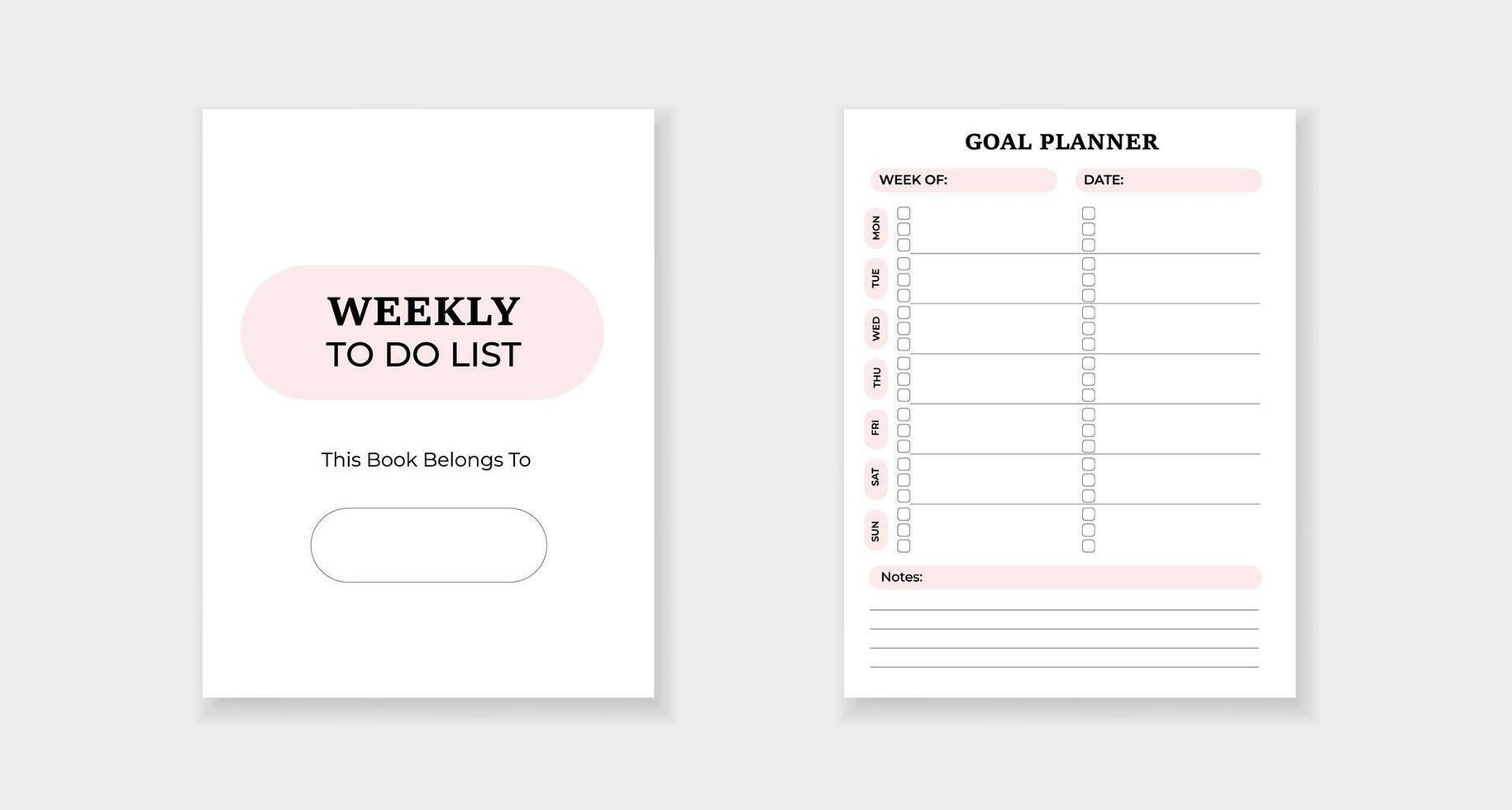 Weekly to do list and goal planner for effective organization and task management vector