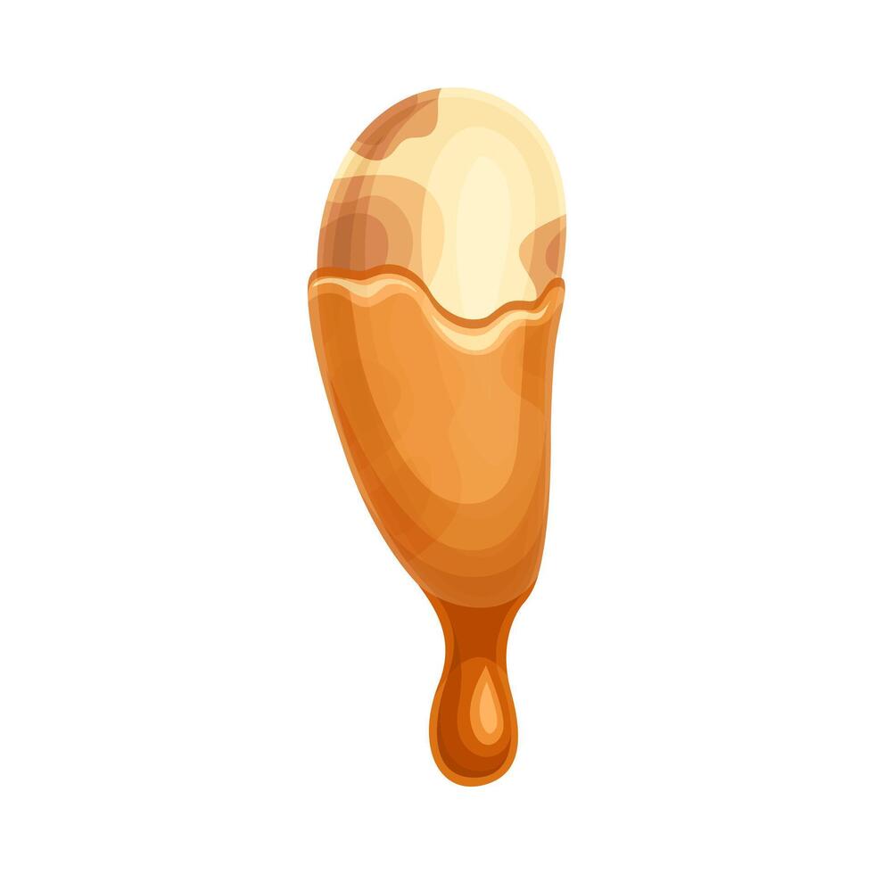 Nut in liquid caramel. Nutritious natural sweet dessert illustration vector