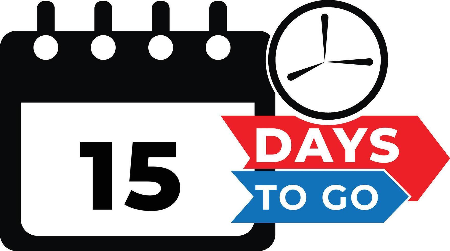 Fifteen days to go countdown calendar with clock icon illustration vector