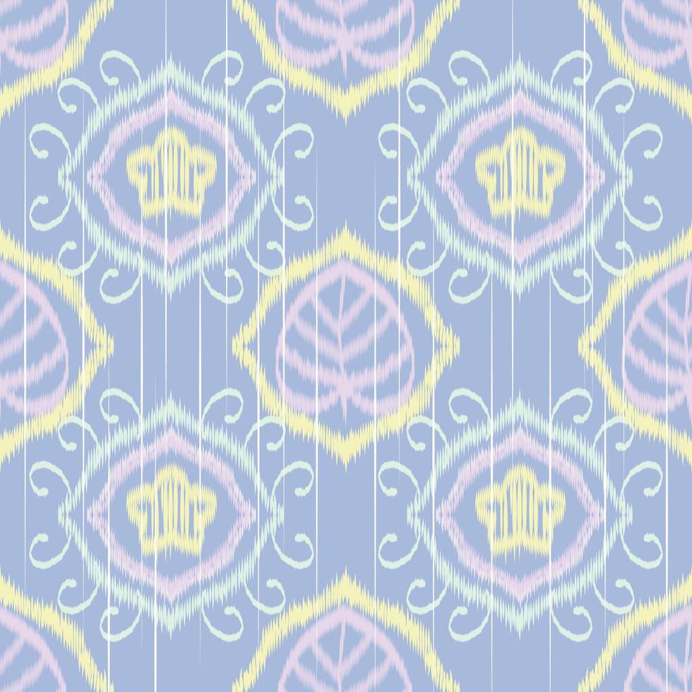 Soft Pastel Ikat Seamless Pattern. Spring Floral Motif vector