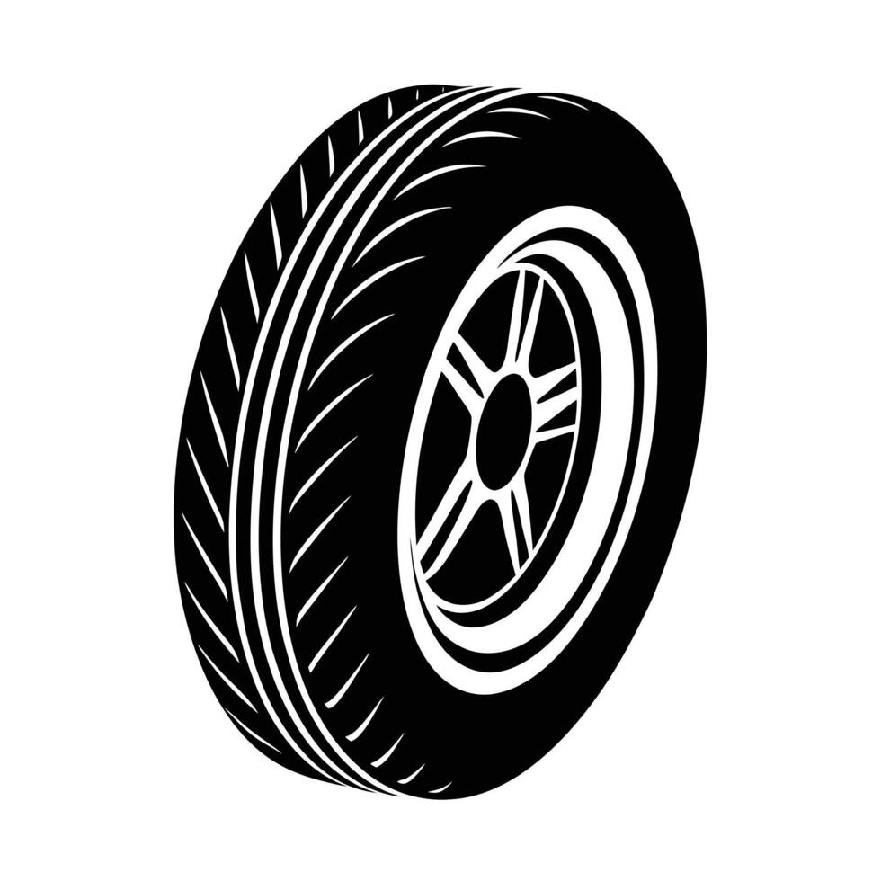 tire black and white illustration vector