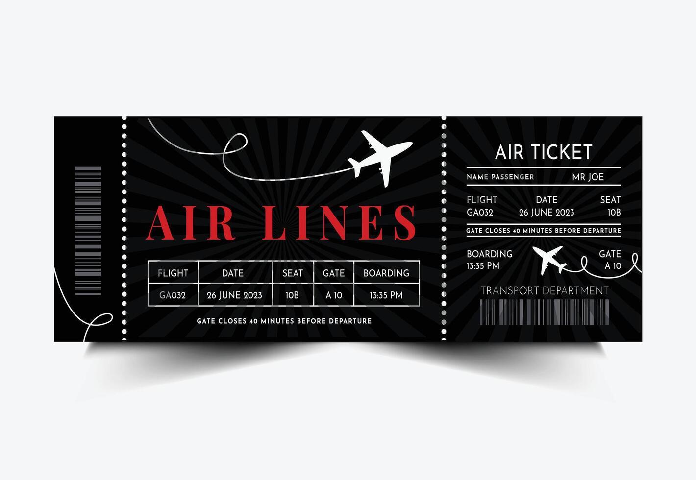 Realistic ticket template isolated on bLACK AND WHITE background. Simple ticket design, Ticket illustration vector