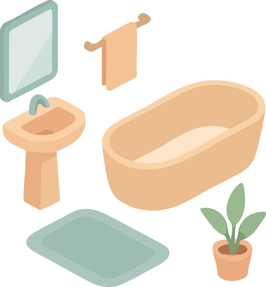 An isometric illustration of a cozy bathroom vector