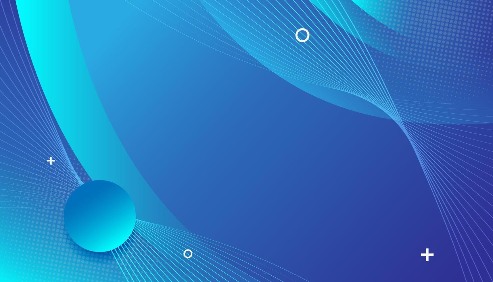 Abstract blue background with dynamic waves and circles vector