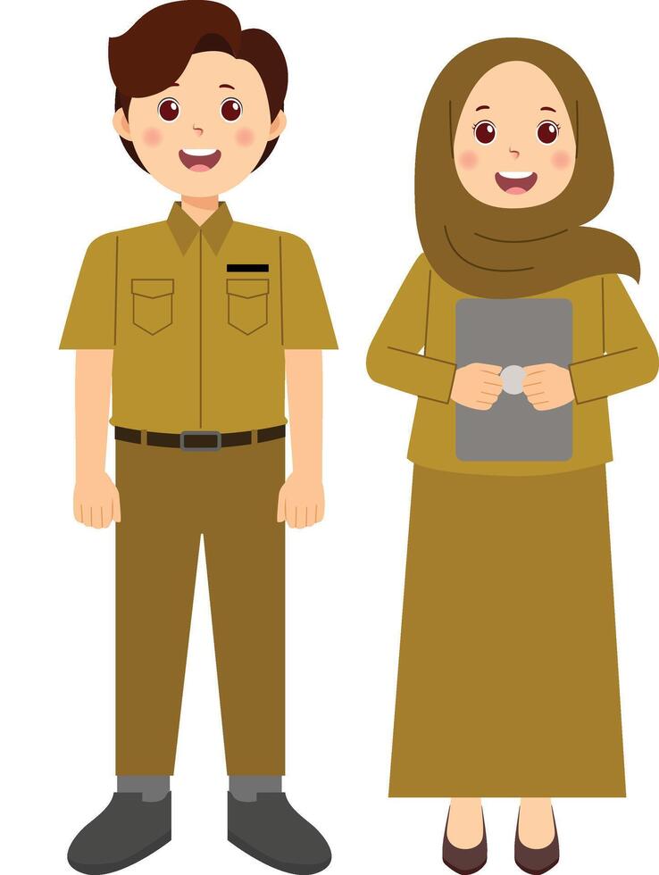 A cartoon of a man and woman in uniform vector