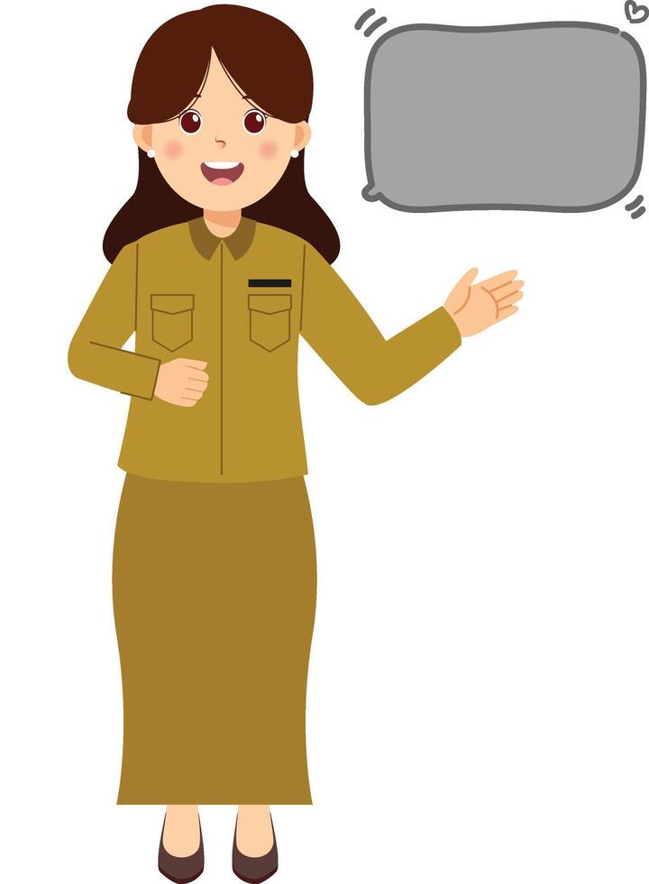 A woman in uniform holding a speech bubble vector