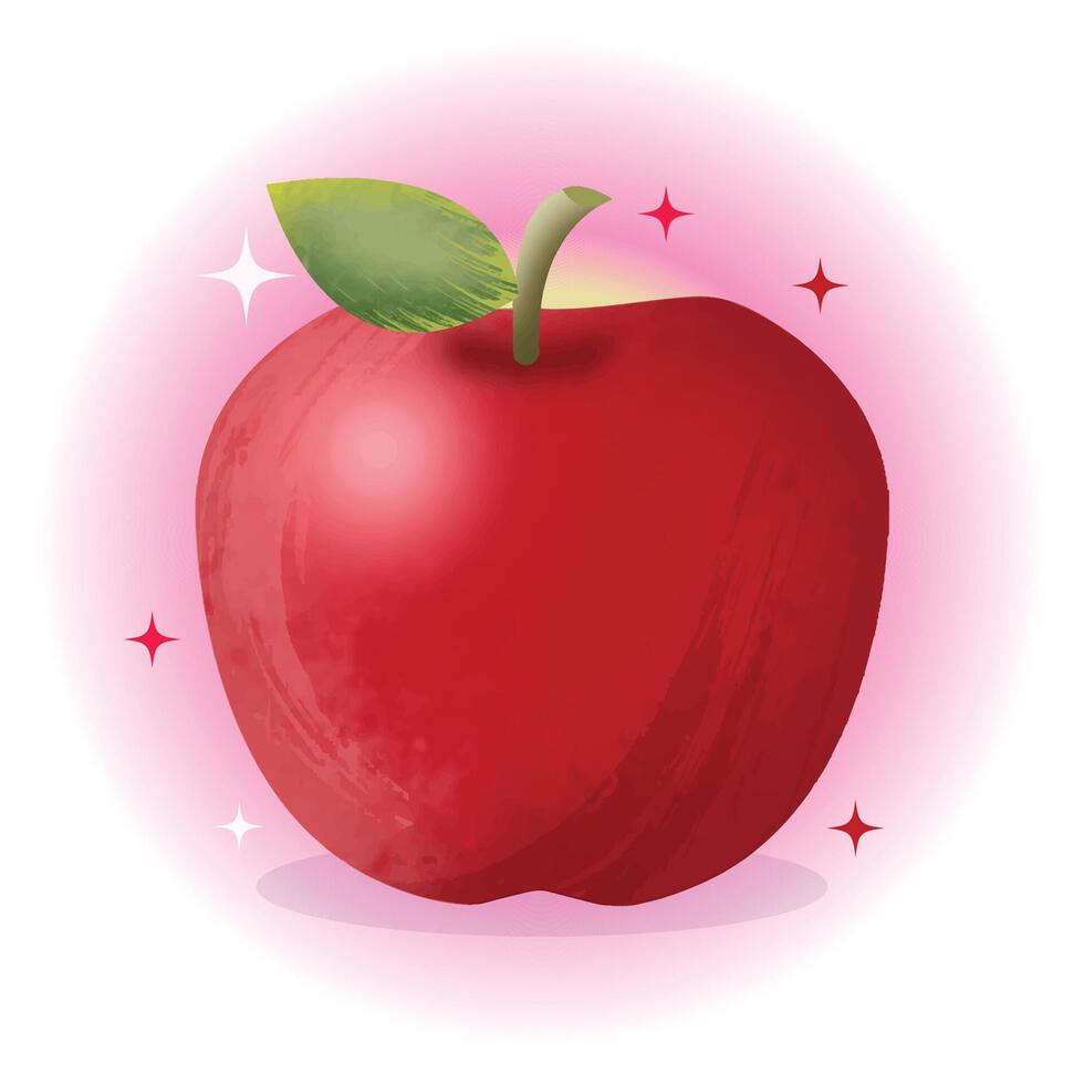 An apple with stars on it is shown vector