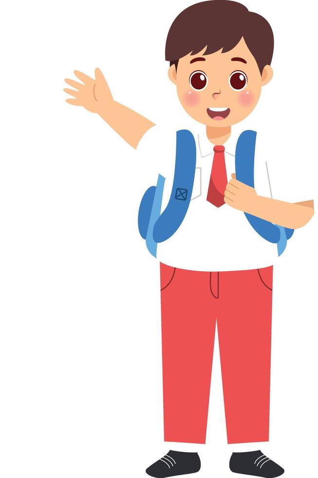 Boy with backpack and school uniform vector