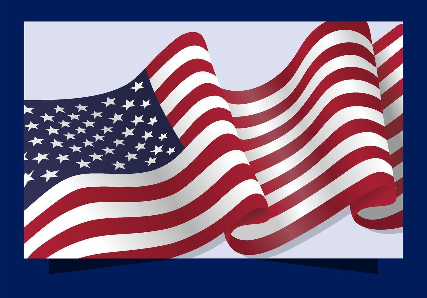 an american flag is shown in a blue frame vector