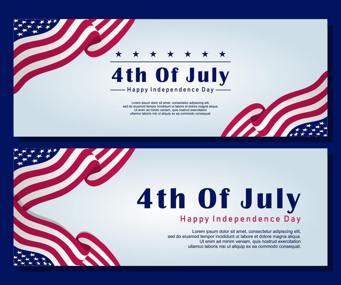 4th of July Independence Day Banners with Waving American Flags vector