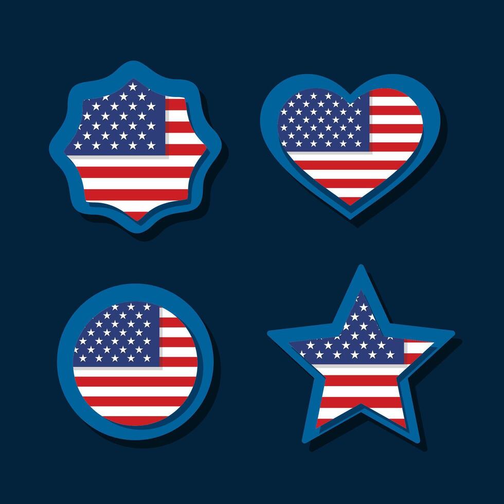 USA Flag Emblem Collection Set with Badge design style vector