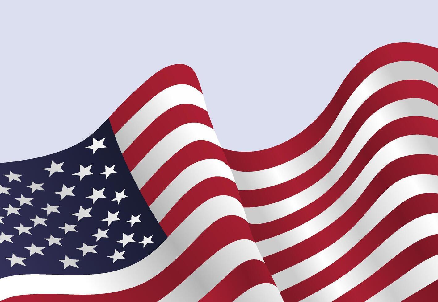 an american flag waving in the wind with flat design style vector