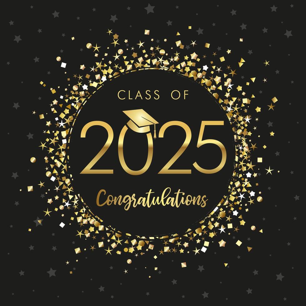 Class of 2025 congrats, golden design vector