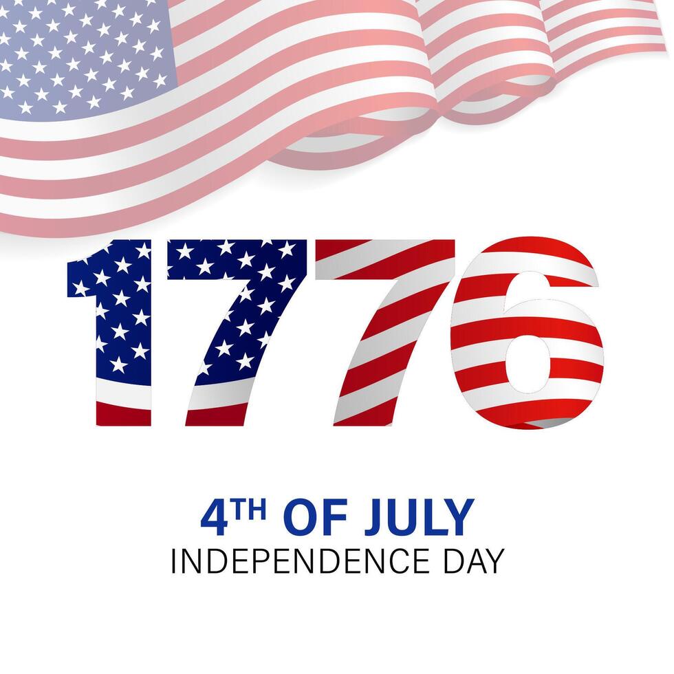 Independence Day of USA congrats with 3D flag frame. vector