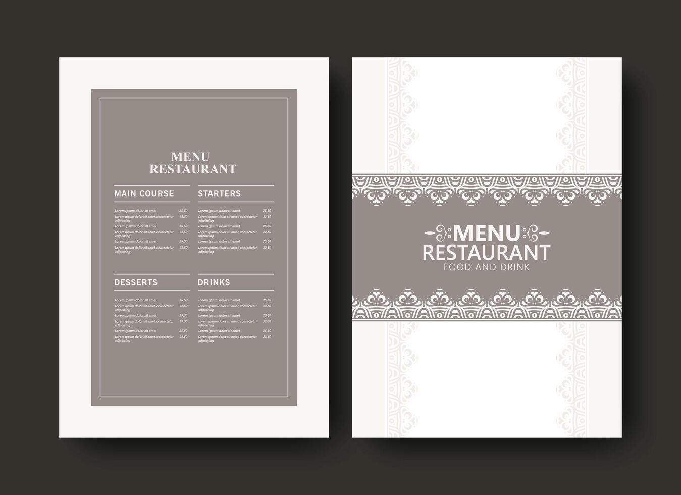 Restaurant Menu Template with Classic Style template vector