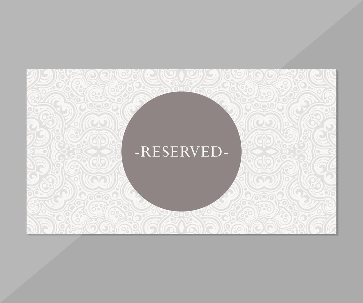 Elegant Decorative Pattern with Circle Shape Reserved Sign Presentation vector