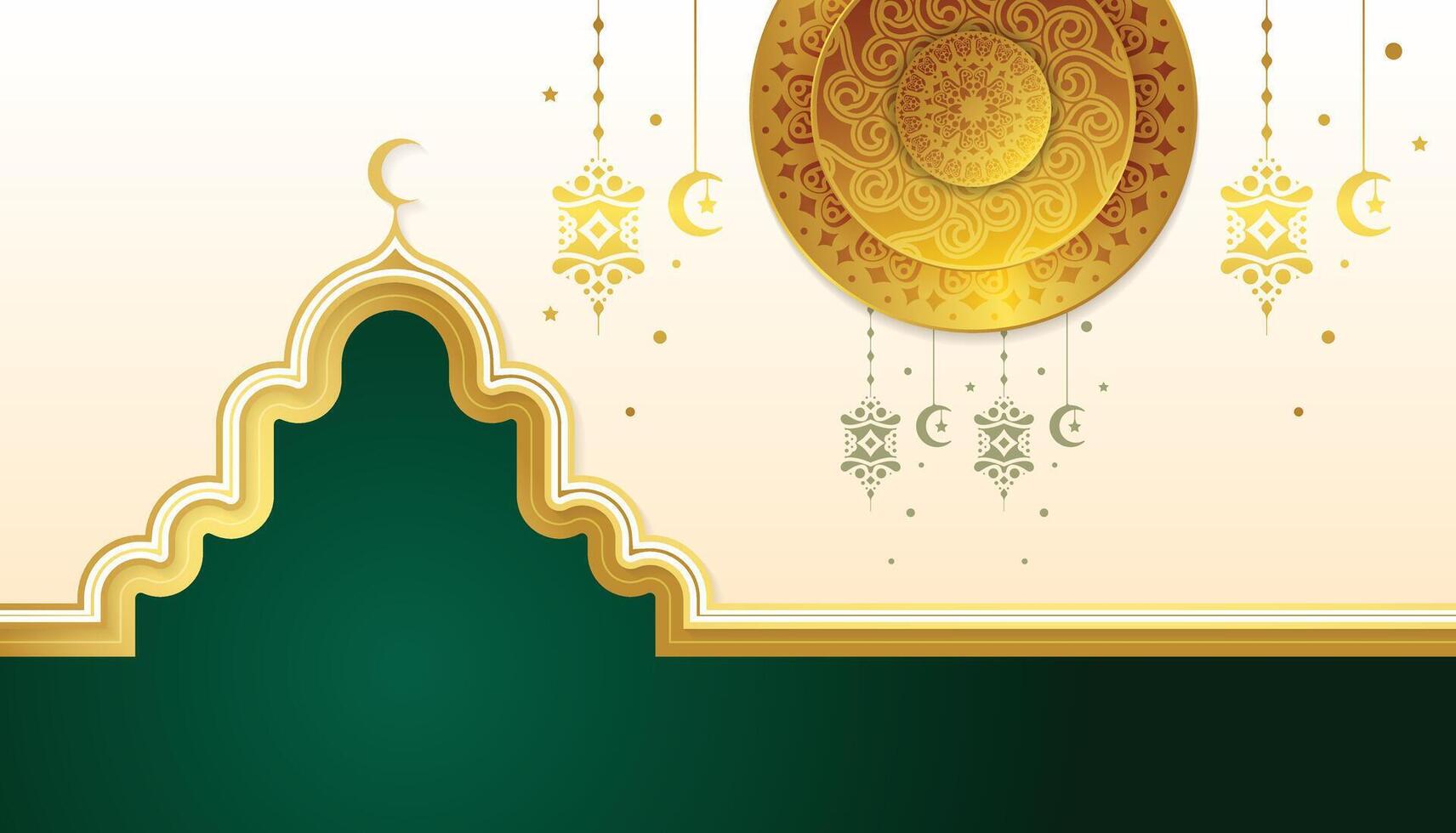Elegant Decorative Islamic Ramadan Kareem Greeting Background with Lantern Elements vector